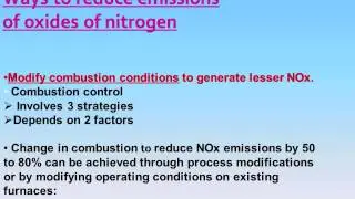 Ways to reduce SO2, NOx, CO emissions