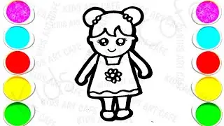 Cute Doll Coloring for Kids 🎀 | Easy Doll Drawing & Painting | Kids Learning Art