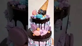 2 Tier Chocolate Drip Cake With icecream corn  | बहुत ही aacha Cake Bana tha#cake #viral
