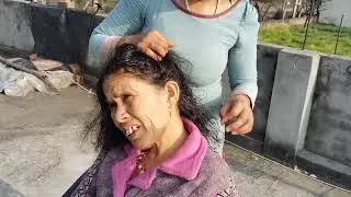 Hair Combing ! Nitpicking in long Hair