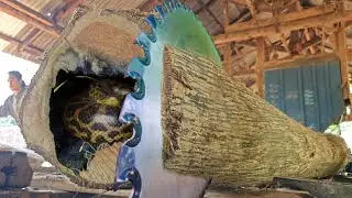 Sawing with a 6 foot high horse-drawn log saw || Sawmill