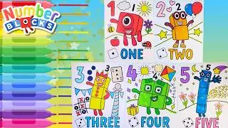 NUMBERBLOCKS Coloring | Count 1 to 5 | DIY Color With Me for Preschool