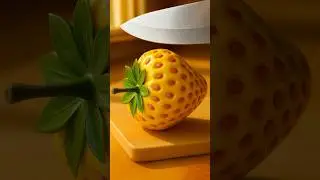 AI ASMR Yellow Strawberry Sliced Open  #ASMR #SatisfyingVideo #veo3videos