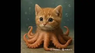 Realistic Kitten-Octopus Hybrid | Adorable Creature Concept Art #cat #octopus #fantasy #cuteanimals