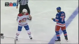 New York Rangers Ryan Reaves Drops The Gloves With Montreal Canadiens Michael Pezzetta
