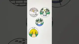 Circular Landscape Drawing Hacks #drawing #satisfying #tutorial