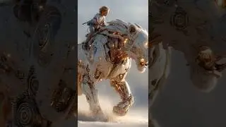 ROBO-LION RIDE 🦁 Golden-Steel Armor & Amber Circuits | Cinematic 3D Action
