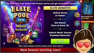 *NEW* Buying Elite Pool Pass - MUSIC SEASON - 8 Ball Pool - VENICE with Max LEVEL POOL PARTY CUE