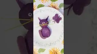 Make a super simple cat decoration/sweet potato/easy food art #shorts #cat #art #creative #supereasy