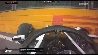 F1 2018 Baku GP - Grosjeans CRASH Safety Car HD