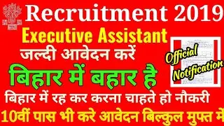 bihar executive assistant vacancy sheohar ||bihar executive assistant news || recruitment bihar 2019