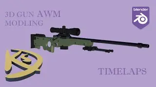 3D Gun Modelling || AWM || Low poly ||How to model Guns using Blender || time laps