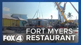 La Ola Moving Shipping Container Restaurant Onto Trailers in Fort Myers Beach