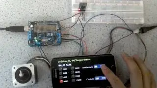 Arduino Uno + Adafruit Shield v2 + Bluetooth Transceiver (HC-06) + Stepper motor