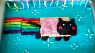 Nyan Cat cake - Easy poptart cat birthday cake
