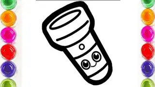 Torch 🔦 drawing for kids* Cute Torch Painting, Colouring, Toodlers drawing Skills