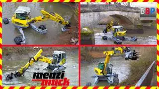 Menzi Muck 545x Schreitbagger im Fluss 'Rems', Waiblingen, 2026. Teil 1 #schreitbagger