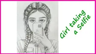 Easy way to draw A Beautiful Girl taking a Selfie with I phone  Step by Step Pencil Shading