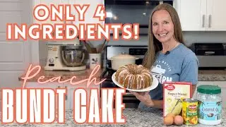 Easy 4-Ingredient Peach Bundt Cake with Glaze | Super Moist Cake Mix Hack!