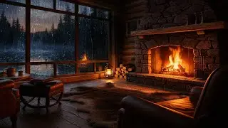 Rainy Night at the Refuge &bull; Cozy Fireplace & Soft Rain by the Lake (8 Hours for Sleep)