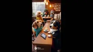 A coffee shop but filled with dogs (this is AI)