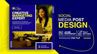 Digital Marketing Agency post design and Square banner Design | Photoshop Tutorial