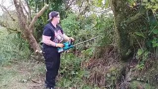 WATCH As I Tackle OVERGROWN BUSHES And TREES With A HEDGE TRIMMER And Mini CHAINSAW Part 2
