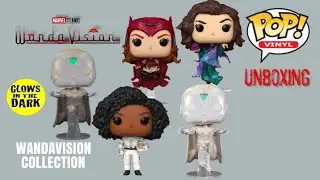 Wandavision Funko Pop Vinyl Collection Scarlet Witch, Glow In The Dark Vision, Monica and Agatha