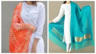 White kurti with contrast dupatta,white kurti styling,white kurti combination