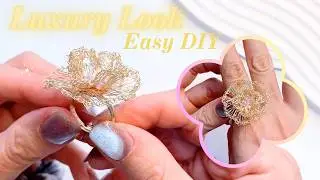 How to Crochet a Luxury Gold Lace Flower Ring 💍 | DIY Wire Jewelry Making Tutorial