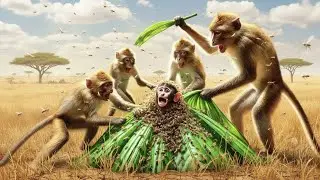 Heroic Rescue Team Saves Brave Baby Monkey From Swarm of Poisonous Bees🐒🐝