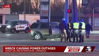 One driver hurt in crash in Springdale that caused power outages Thursday morning