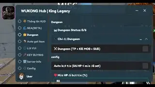Script King Legacy WuKong HUD | Auto Dungeon, Auto sea king( sea2, sea3), Auto kirouv1 , Auto ATKV2.