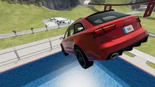 Super car and swimming pool - cars jumping into water