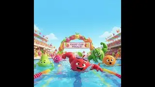 FRUIT SWIMMING RACE 🍎🍊🍐🐉 | Fun Kids Cartoon Pool Competition