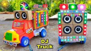 Mini Dj Truck Setup Loading at-home by Cardboard Making Dj truck and light | Mini Dj Setup | dj wala
