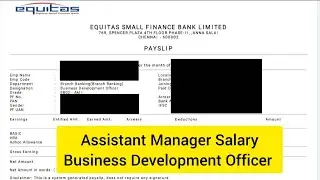 Assistant Manager Salary in Equitas Small Finance Bank | Business Development Officer Salary in Bank