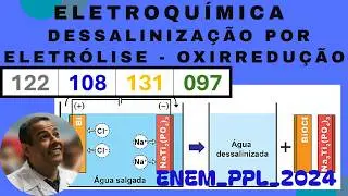 ENEM PPL 2024 QUESTÃO 108 CADERNO AZUL_ELETROQUÍMICA_DESSALINIZAÇÃO POR ELETRÓLISE_OXIRREDUÇÃO