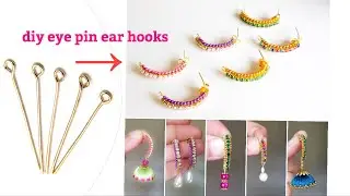 diy||How To Make Eye Pin Base Earring Hooks||Making Semi-hoop earrings with eye pins