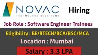 Novac Off Campus Hiring Freshers for the Role of Software Engineer Trainees |