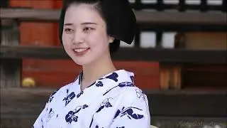 涼しげな浴衣姿の芸舞妓さん／祇園甲部・みやび会お千度