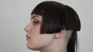 Long to short classic bob hairstyle with short bangs and long tuft - ExtremeHaircut.com model