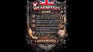 Team England swot analysis #England #t20worldcup2026 #cricketshorts #playing11