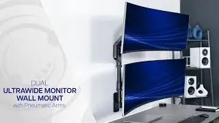 MOUNT-V120K Pneumatic Arm Dual Ultrawide Monitor Wall Mount by VIVO