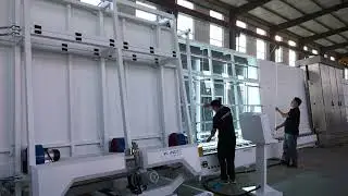 Automatic double glass line with low-e film rotary table and Automatic sealing robot