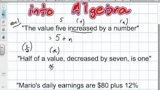 Translating Words into Algebra Grade 10 Academic Lesson 1 1 9:11:12