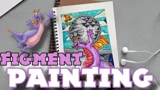 In celebration of EPCOT Festival of the Arts! - Figment Watercolor painting from start to finish
