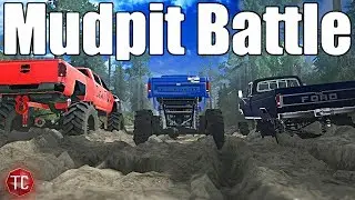 SpinTires MudRunner: Ranger vs F100 vs DURAMAX!! MUDPIT BATTLE!