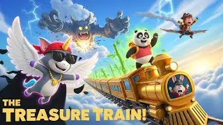Tom the Unicorn and Bao the Panda Save the Treasure Train in a Magical Sky Adventure - Kids Animatio