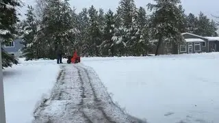 Gamblers Unknown is snowblowing fluffy snow